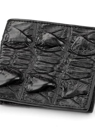 Портмоне crocodile leather 18005 из натуральной кожи крокодила черное, черный