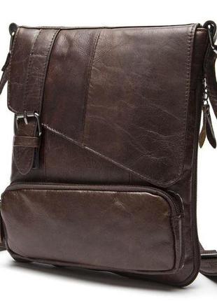 Стильна чоловіча шкіряна сумка vintage 14847 коричневий, коричневий2 фото