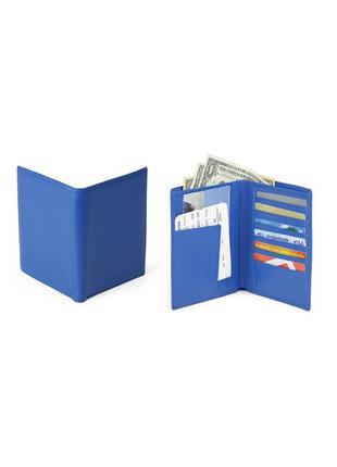 Кошелек shvigel 00922 кожаный с отделениями для паспортов голубый, синий3 фото