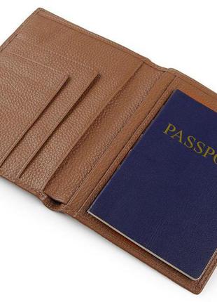 Кошелек shvigel 13833 кожаный с отделениями для паспортов рыжий, рыжий3 фото