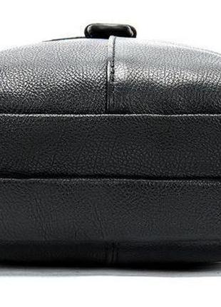Компактная мужская сумка кожаная vintage 14885 черная, черный5 фото