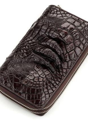 Гаманець-клатч crocodile leather 18173 з натуральної шкіри крокодила коричневий