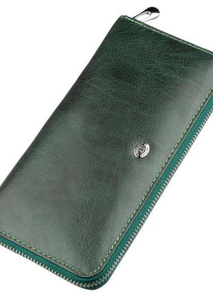 Елегантний гаманець-клатч для жінок st leather 18866 зелений, зелений1 фото