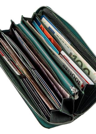 Елегантний гаманець-клатч для жінок st leather 18866 зелений, зелений3 фото
