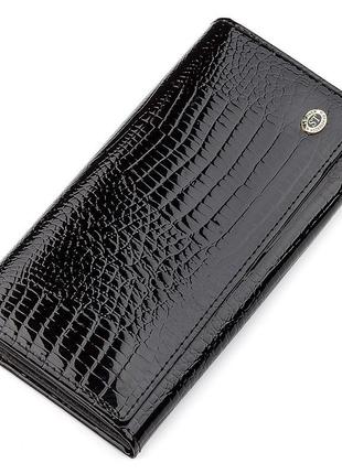 Кошелек женский st leather 18390 (s2001a) из лакированной кожи черный, черный