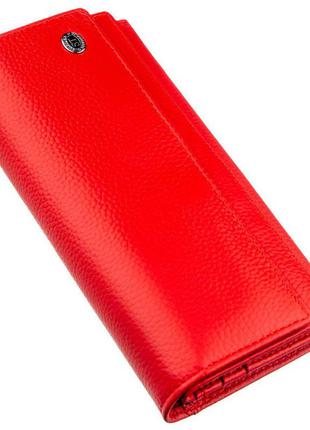 Яскравий жіночий гаманець на кнопці st leather 18954 червоний, червоний