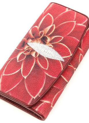 Гаманець жіночий stingray leather 18633 з натуральної шкіри морського скату червоний, червоний
