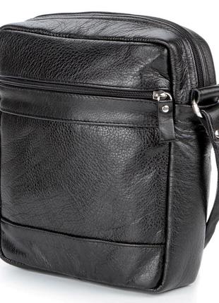 Кожаная мужская сумка shvigel 00791 черная1 фото
