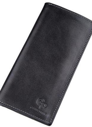 Вертикальний гаманець унісекс на магніті grande pelle 11212 чорний, чорний