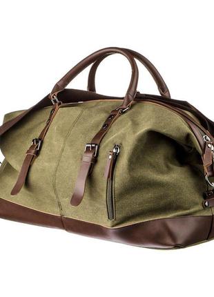 Дорожная сумка текстильная большая vintage 20167 зеленая