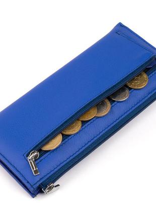 Горизонтальний тонкий гаманець зі шкіри унісекс st leather 19329 синій6 фото