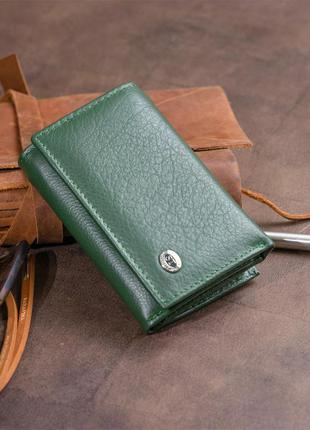 Горизонтальное портмоне из кожи унисекс на магните st leather 19332 зеленое