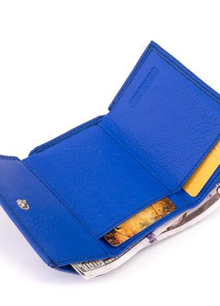 Маленькое портмоне из кожи унисекс st leather 19354 синее6 фото