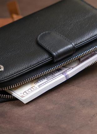 Вертикальний місткий гаманець зі шкіри унісекс st leather 19300 чорний