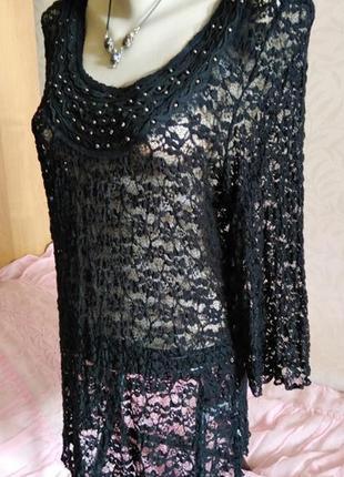 Шикарная гипюровая блуза - туника canda, голландия, размер-l4 фото