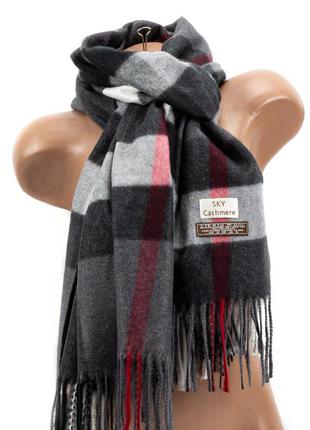 Женский кашемировый шарф luxwear s131003, цвет burberry grey