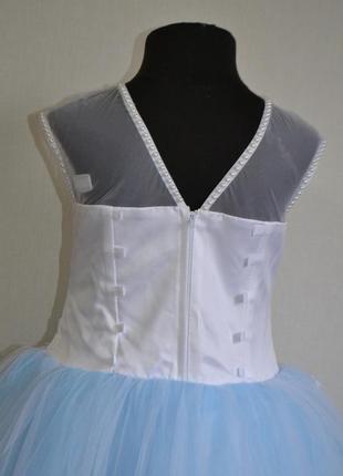 Нарядное бальное платье на девочек 5-7 лет пышное детское, голубого оттенка4 фото