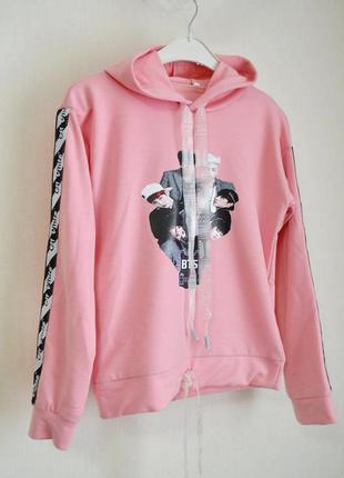 Кофта на девочку от 9 до 15 лет, спортивная, повседневная, розового цвета