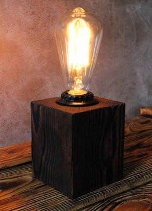 Деревянная настольная лампа ночник бра люстра торшер светильник лофт стимпанк индастриал4 фото