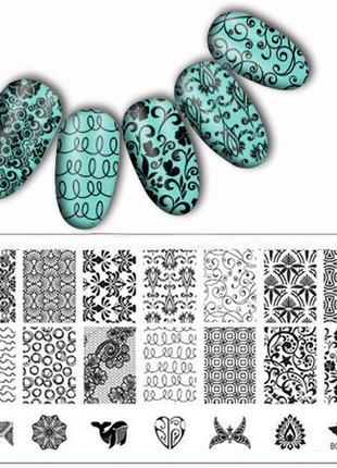 Пластина для стемпинга bс-08 трафарети для декору нігтів