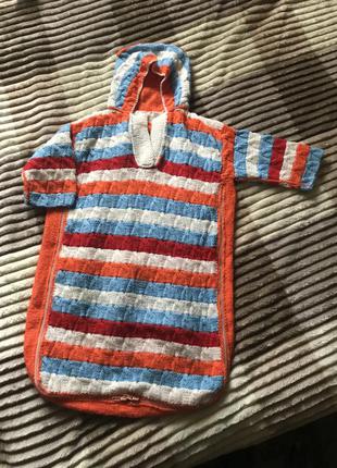 Комбинезон конверт вязаный спальный мешок кокон на змейке с капюшоном