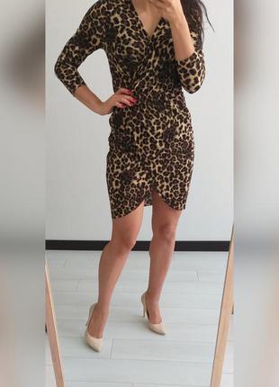 Платье на запах леопардовый принт2 фото