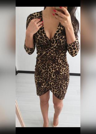 Платье на запах леопардовый принт4 фото