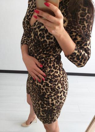 Платье на запах леопардовый принт5 фото