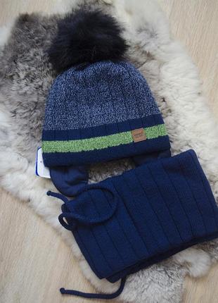 Зимовий головний убір шапка з хомутом фірми agbo