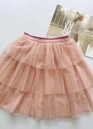 Красивая пудровая юбка - boden - пышная, ярусная на р146-158