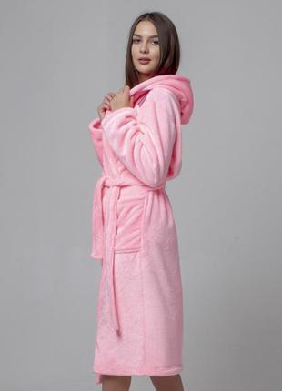 Serenade махровий довгий халат рожевий3 фото