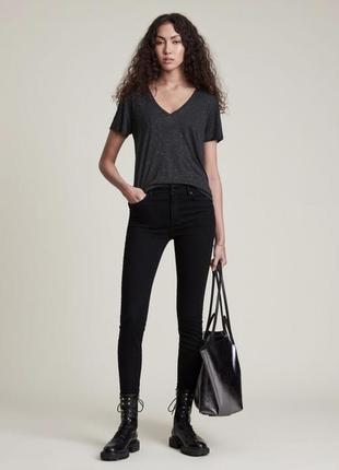 Allsaints emelyn shimmer tee футболка черная с шиммером стильная оригинал