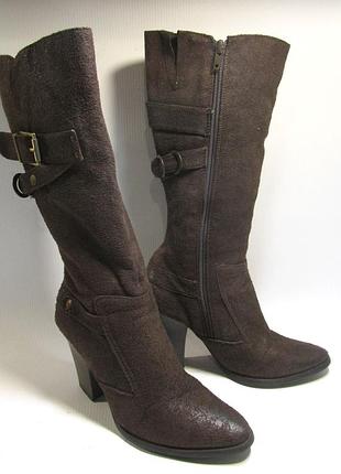 Сапожки коричневые s.piotrowski, 36, текстильный (под замш), утепл, отл сост!