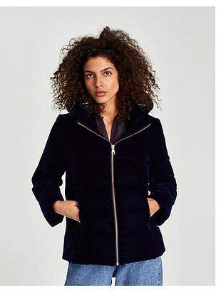 Бархатный пуховик куртка zara