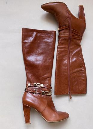 Стильні руді чоботи з натуральної шкіри