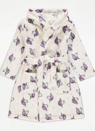 Теплий плюшевий халат для дівчинки бренд george єдиноріг єдиноріжки