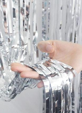 Дождик для фотозоны 3 м на 1 м серебристый