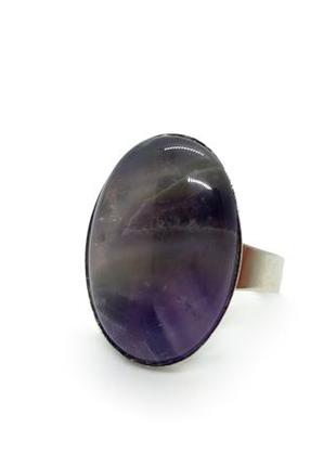 🔺💍🍇 стильне кільце овал натуральний камінь аметист
