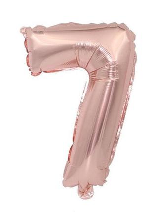 Кулька цифра 7 фольгована 32 дюйма рожеве золото