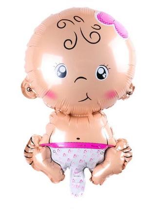 Шарик для новорожденной девочки фольгированный 35 см разноцветный