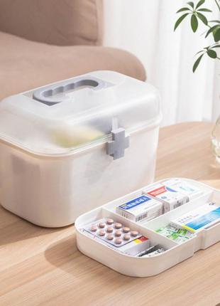 Аптечка-органайзер для ліків, пластиковий контейнер для медикаментів (22х12х13см)2 фото