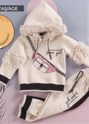 Тёплый костюм на девочку на флисе р. 98, 110