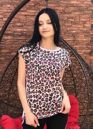 Женская леопардовая футболка 46-48 размер