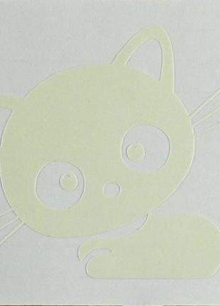 Люмінесцентна наклейка "кіт" - розмір 10*10см (вбирає світло і світиться в темряві)2 фото