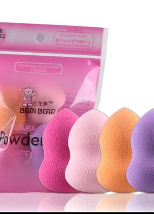 Набір спонжей для макіяжу - 4 шт. natural sponge blender / powder puff