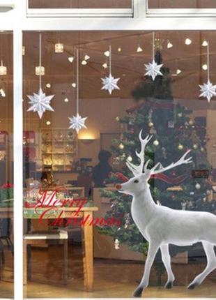 Новорічна силіконова наклейка "олень" - розмір наклейки 90*60см