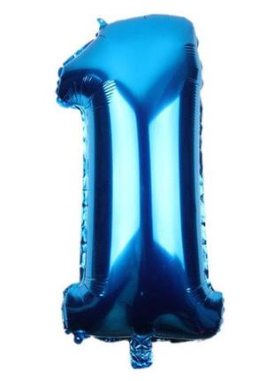 Кулька цифра 1 фольгована 32 дюйма блакитний