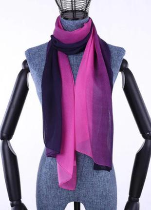 Женский шарф розовый + черный - размер шарфа приблизительно 150*50см, шифон1 фото