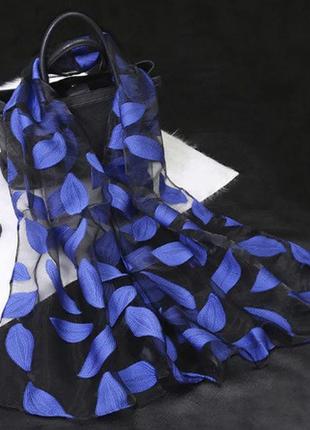 Женский легкий 3d шарфик синий - размер 180*68см, полиэстер1 фото