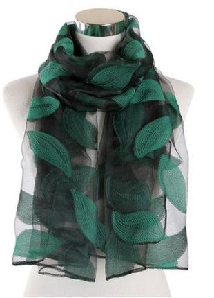 Женский легкий 3d шарфик зеленый - размер 180*68см, полиэстер2 фото